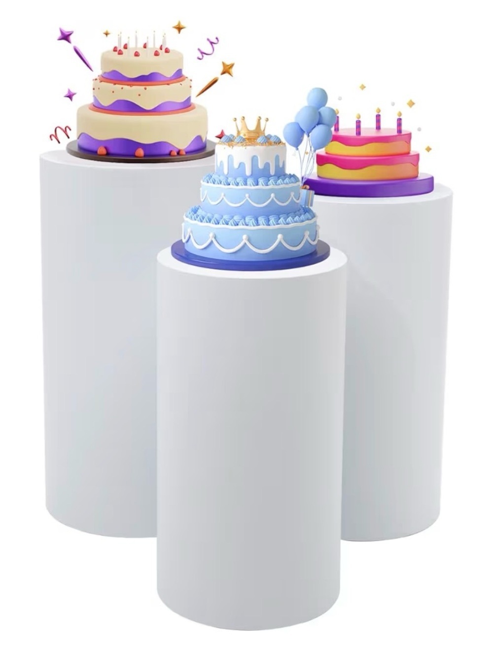 Blue Multi-Tier Party Cake Centerpiece Decor